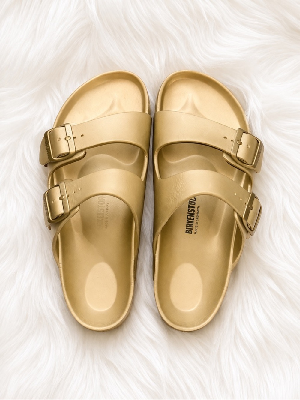 Birkenstock Arizona Essentials EVA Glamour Gold Sandals Women’s Size 12 - Picture 2 of 5